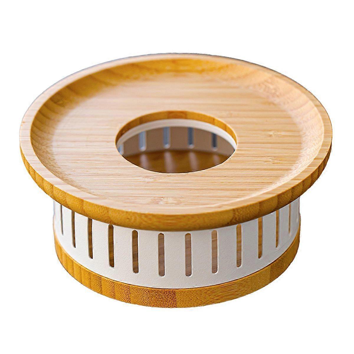 Bamboo Tea Warmer Holder with Alcohol Burner for Enhanced Tea Experience(White)