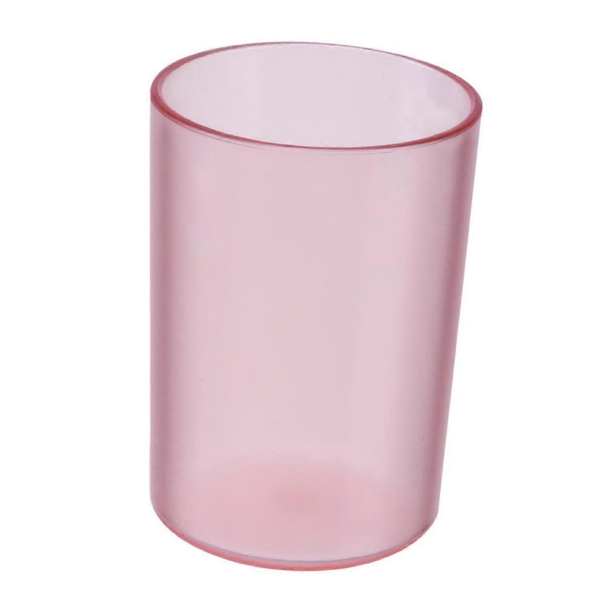 Transparent Toothbrush Cup Pink Elegant Design for Bathroom Drinking and Brushing Teeth
