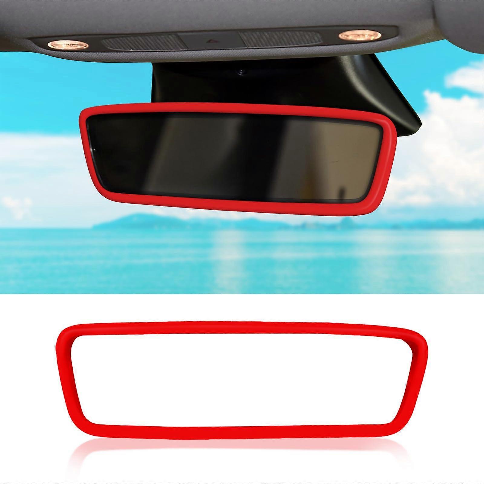 Silicone Rear View Mirror Cover Red ScratchResistant Interior Upgrade for Tesla Model 3 Y