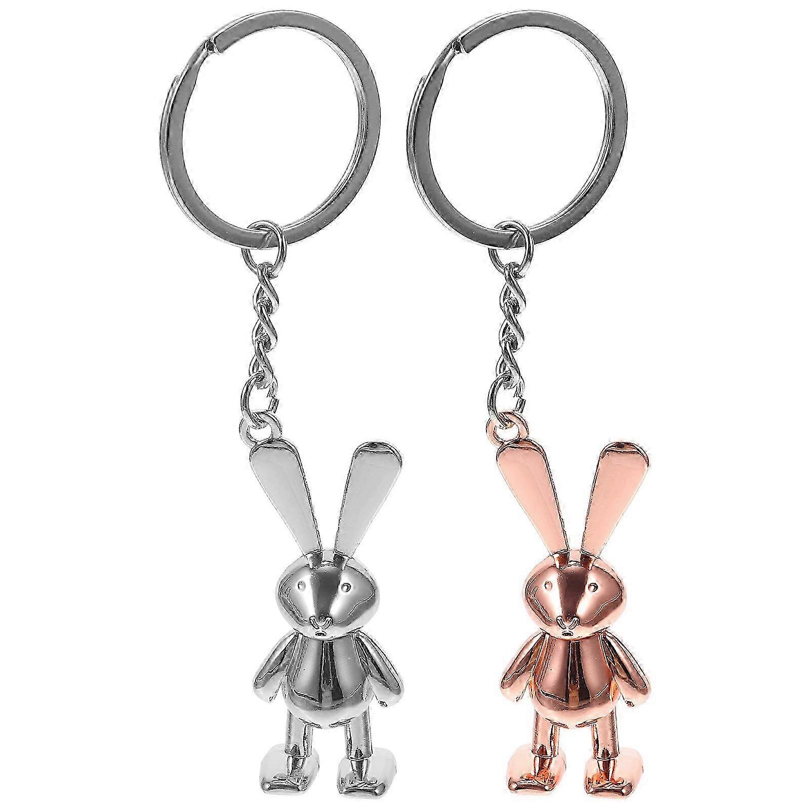 Whimsical 2pcs Creative Metal Rabbit Hanging Decorations