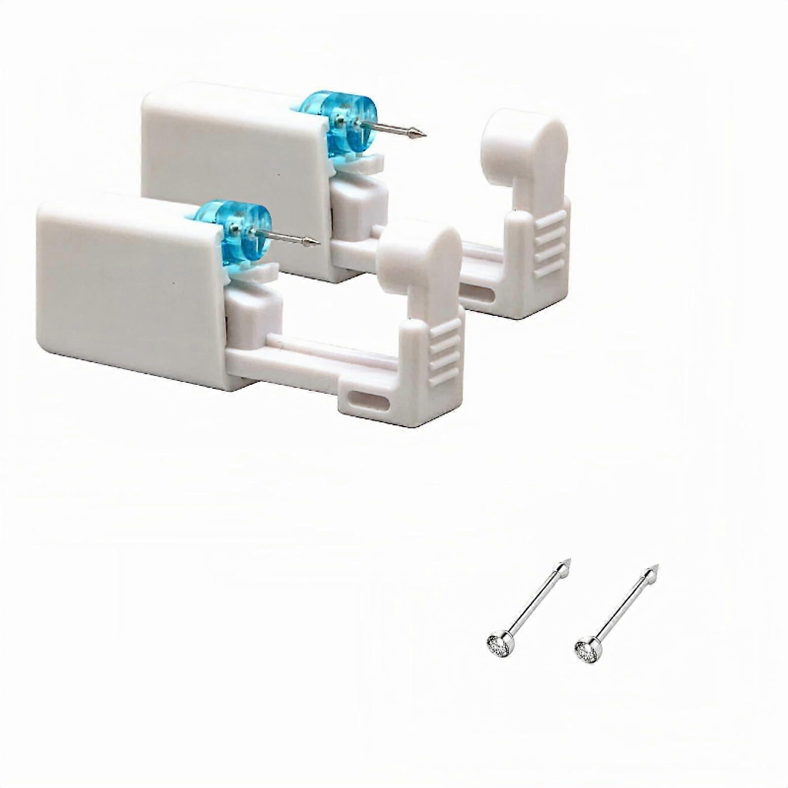 2 Pack Self Nose Piercing Gun Kit with Silver MedicalGrade Studs for Quick Hygienic Use