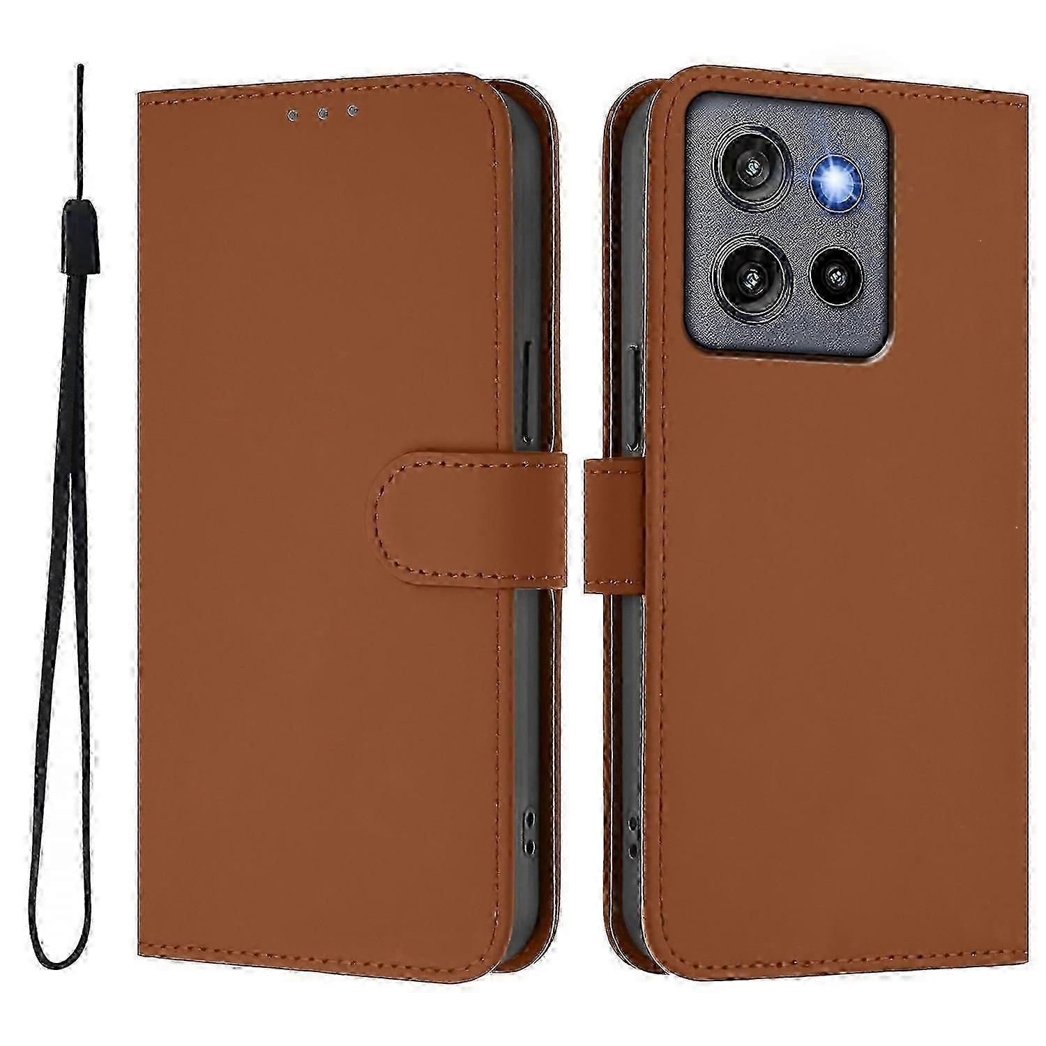 Solid Color Wallet Leather Case with Strap for 5G Smartphones