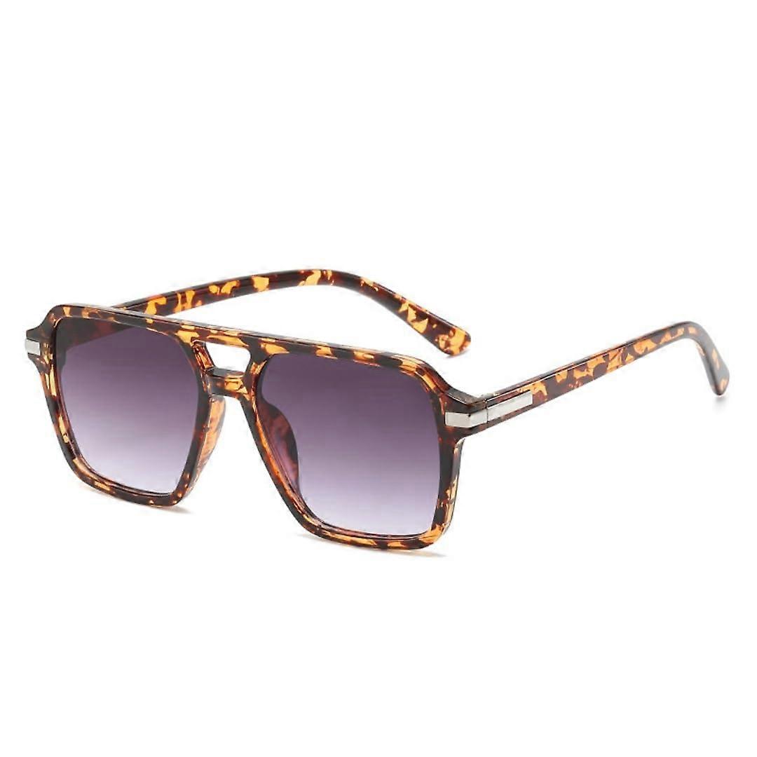 Reading Sunglasses with UV Protection Retro Rectangle Leopard Frame 2x Magnification