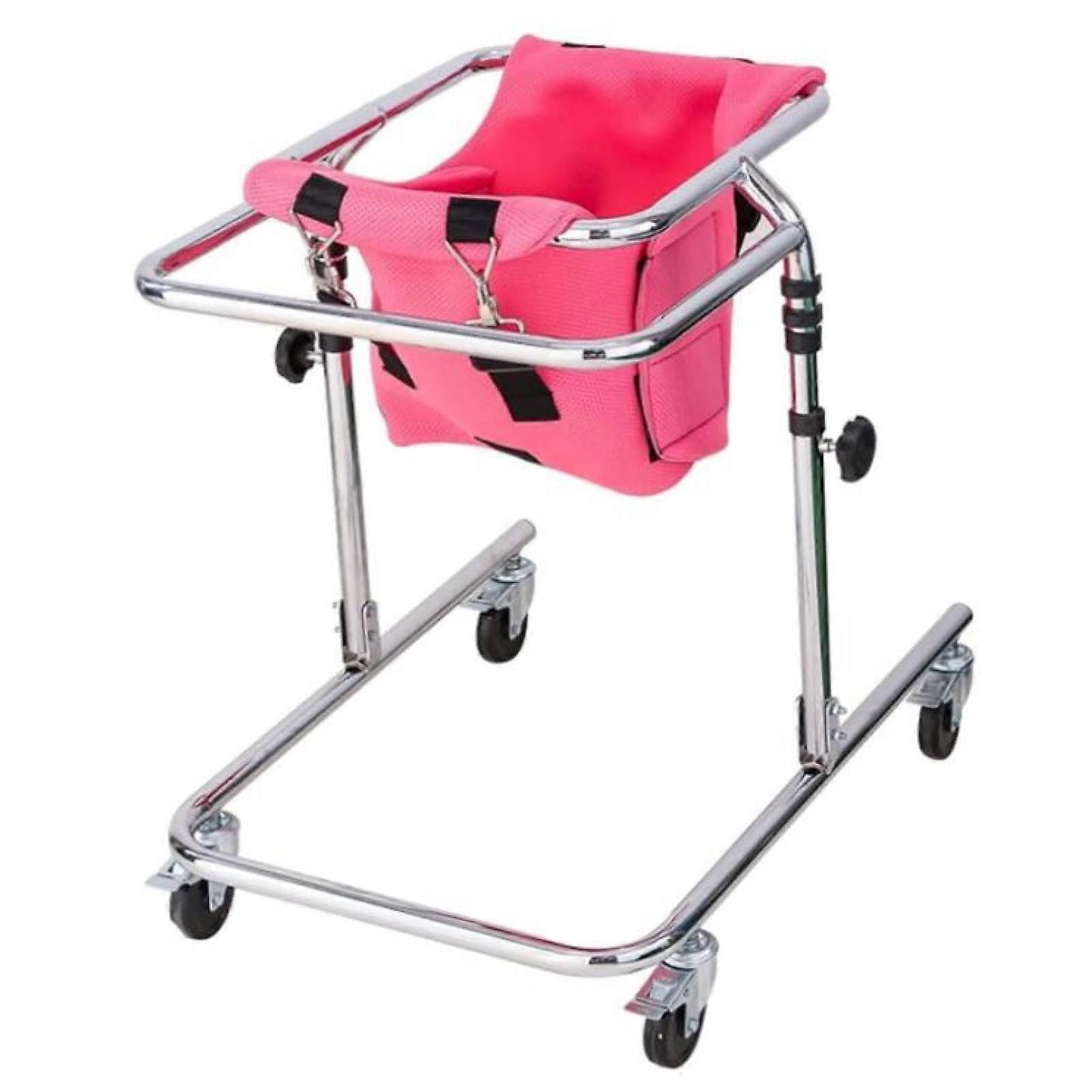Pink Foldable Rollator Walker with Seat for Special Needs, Adjustable Height Wheels and Brakes