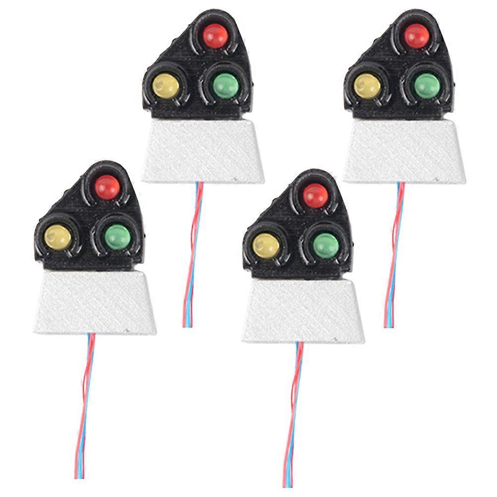 Silver Train Signal Light Model for 4Pcs Mini Landscape Lighting Decor