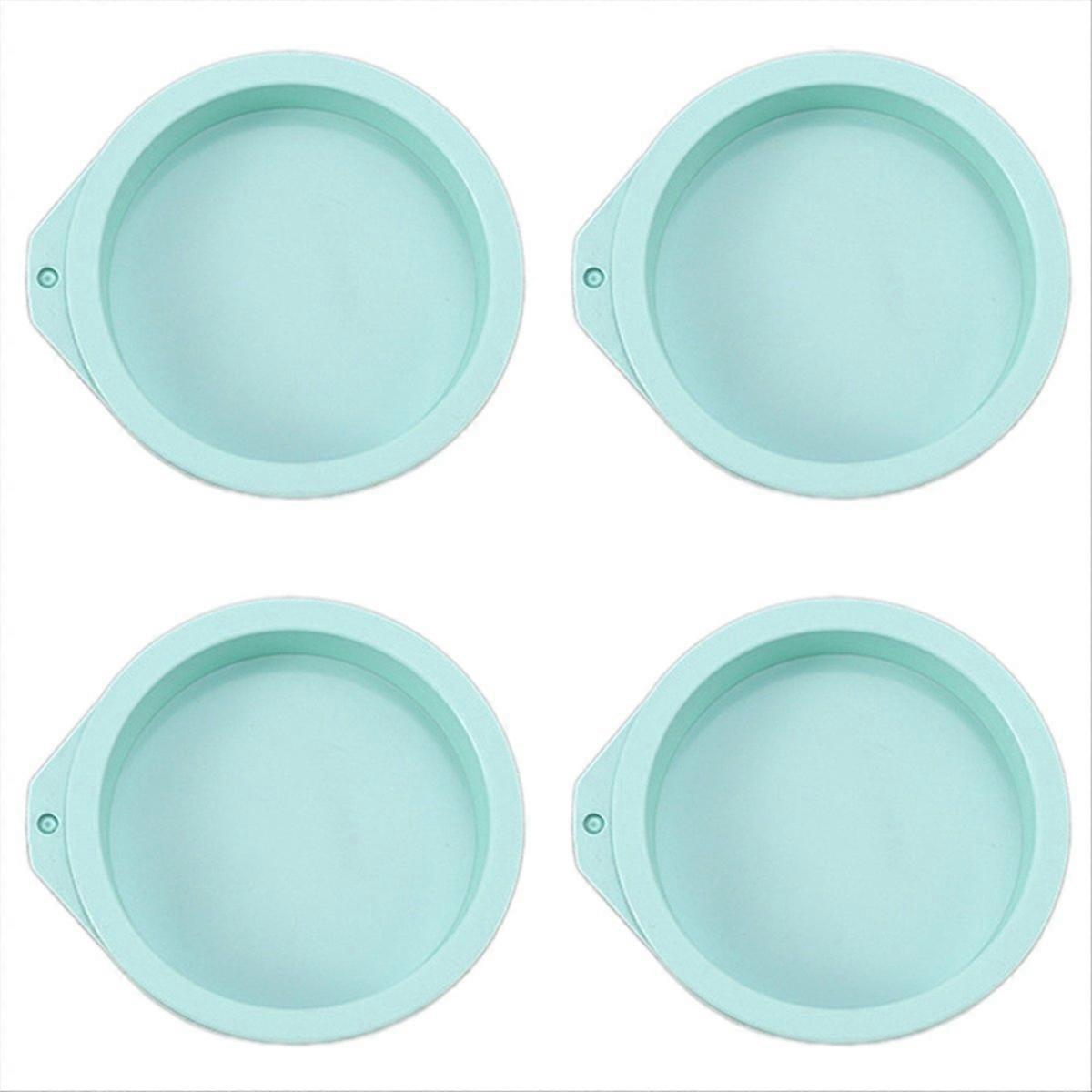4Pcs Cake Pan Round Cake Layer Set Silicone Bakeware Mold,Blue,4Inch