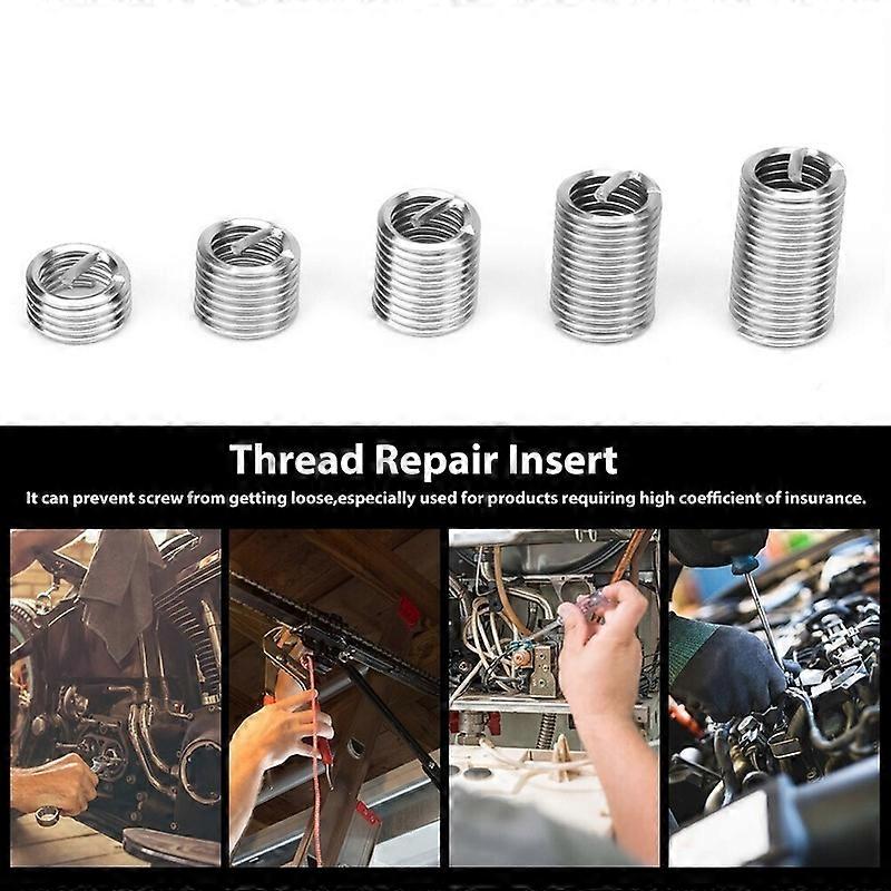 Stainless 80PCS Wire Steel Screw Inserts M8*1.25 Set Coiled 80PCS Threaded Helical