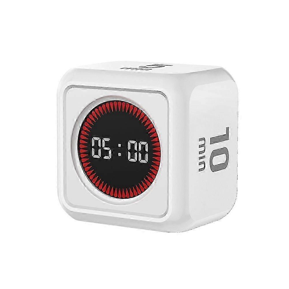 Digital Timer Gravity Sensor Flipping LED Display 4 Preset Time Rechargeable Cube Timer for Cooking Study Shower White
