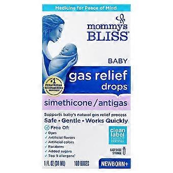 Mors lyksalighed, Baby gasaflastning, Simethicone dråber, Nyfødt+, 1 fl oz (30 ml)