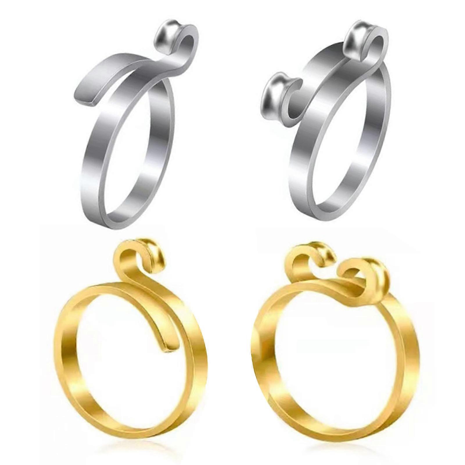 4Pcs Adjustable Crochet Loop Ring Set - Metal Yarn Guide for Knitting