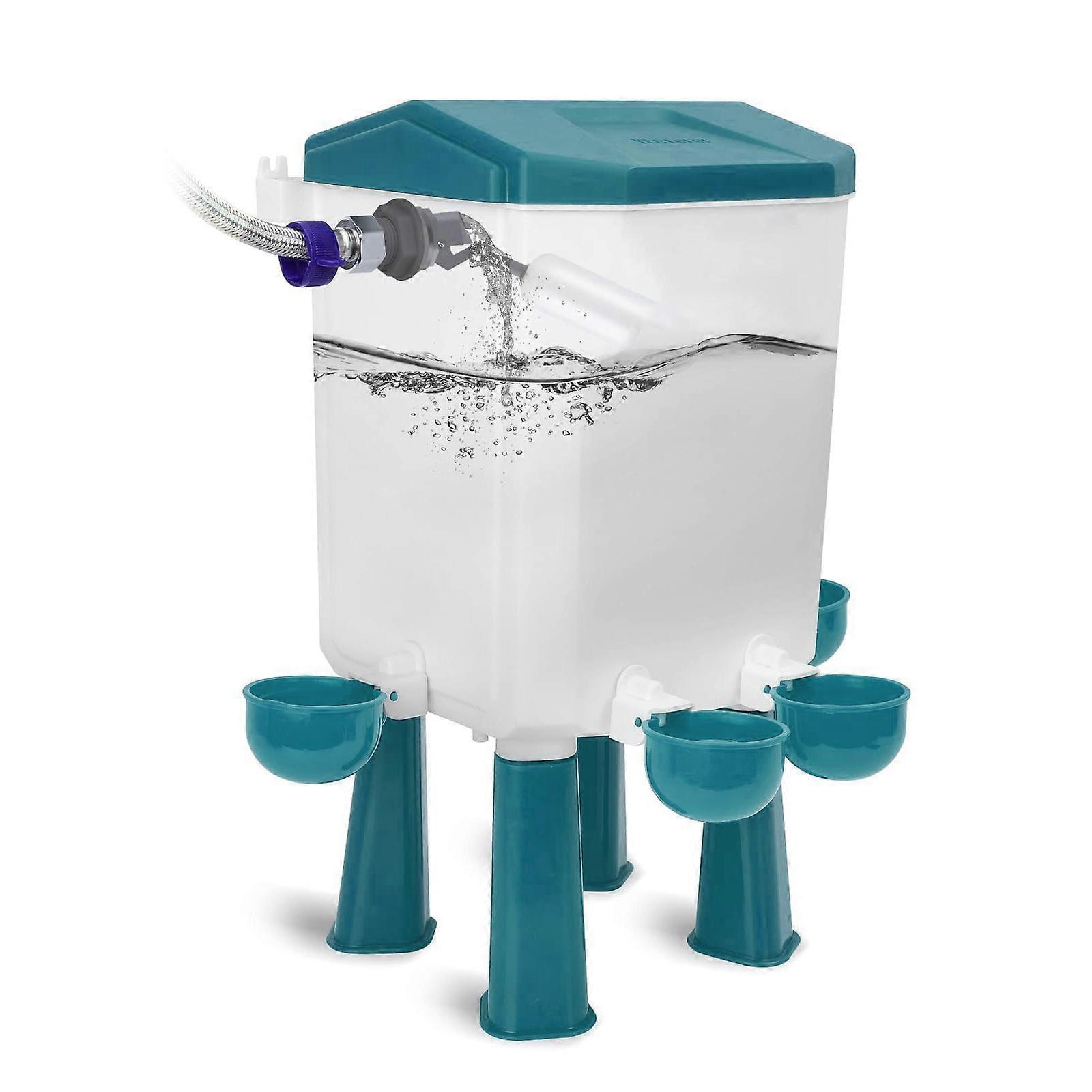 Automatic Refilling Chicken Waterer Chicken Drinking Container With Float Valves Systems For Efficient Poultry Care  Blue
