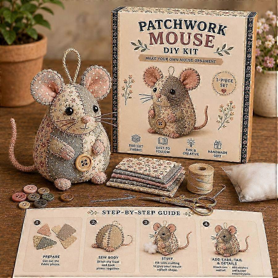 DIY Patchwork Animal Sewing Kit, Handmade Stuffed Animal Craft Set