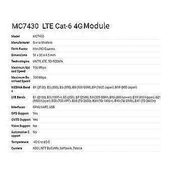 MC7430 4G Module+3XAntenna 300Mbps FDD-TDD LTE CAT6 HSPA+ GNSS WWAN Card Mini PCIe 4G Card
