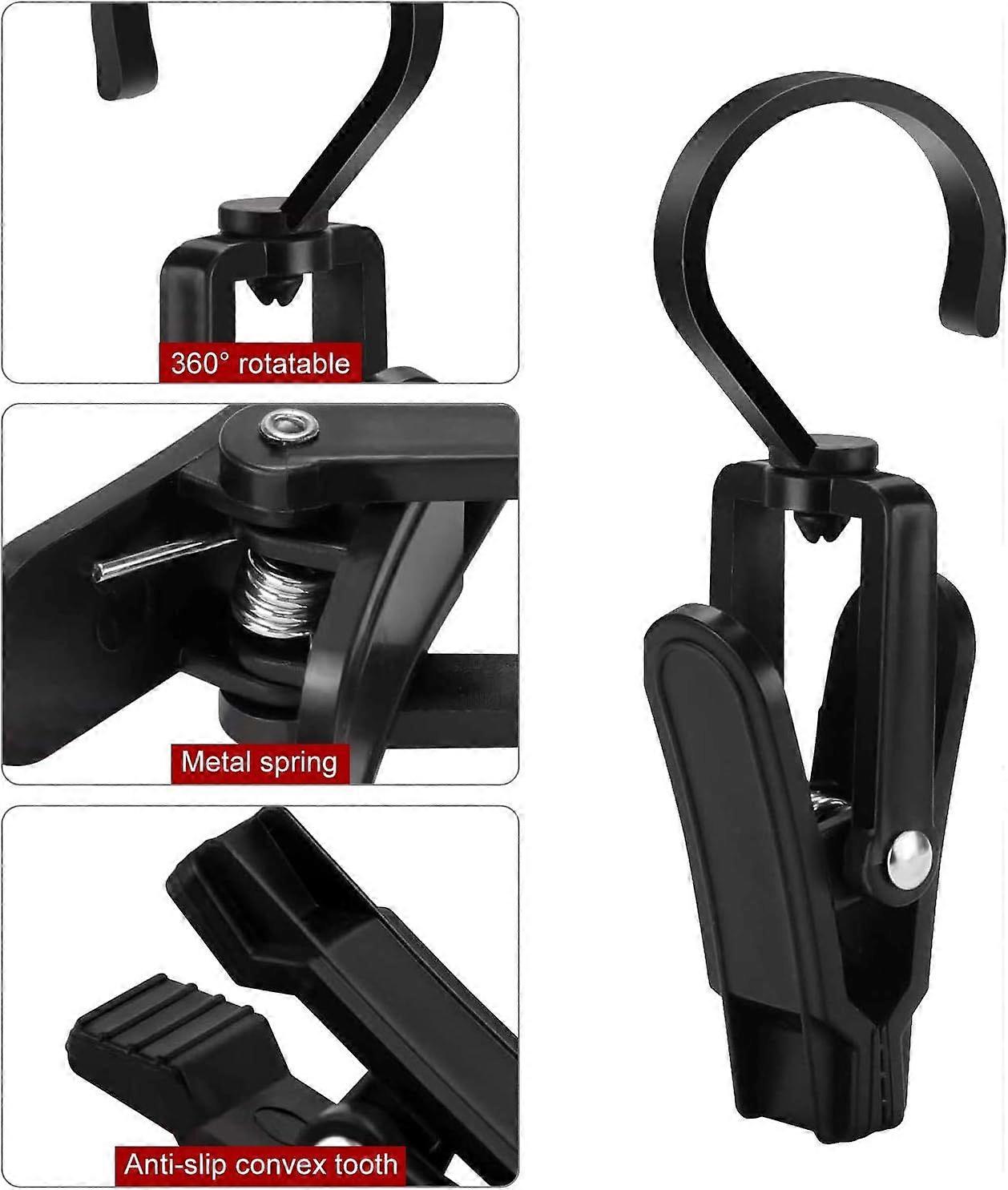 20 Pack Large Black Plastic Clothespins, 360-Degree Rotatable, Windproof