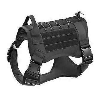 Tactical Dog Harness No Pull, Reflective Military Dog Harness With Handle, Service Dog Vest For Training-Black Size L