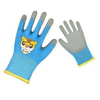 1 Pair Kids Gardening Gloves Cartoon Pattern Wear Resistant Thorn-Proof Puncture-Resistant Snug Fit Non-Slip Rubber Work Gloves Jikaix