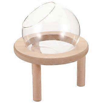 Kleine transparente Haustierbadewanne mit Holzsockel für Hamster, Rennmäuse, Mäuse und Ratten – leicht zu reinigen und beim Baden und Spielen zu beobachten