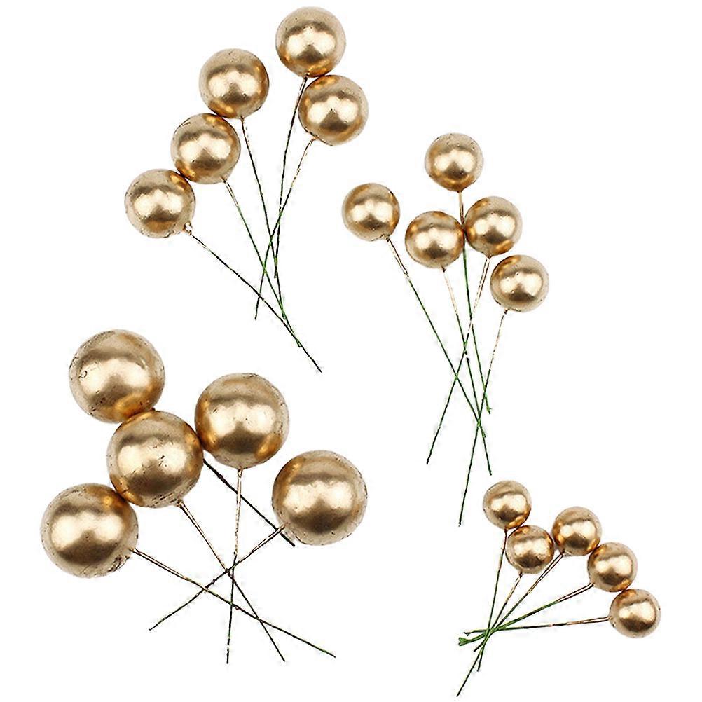 20Pcs Delicate Cake Balls Multi-function Cake Decors Replaceable Cake Topper Golden