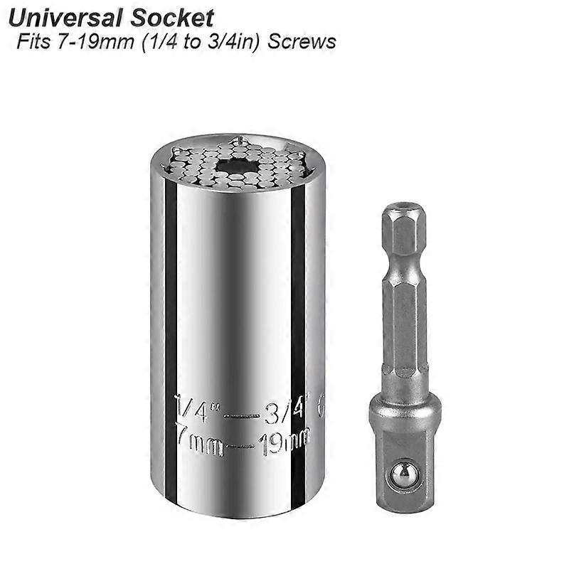 Universal Socket 7-19mm with Drill Adapter, Auto-Adjusts and Grips Damaged Fasteners(Universal Socket)