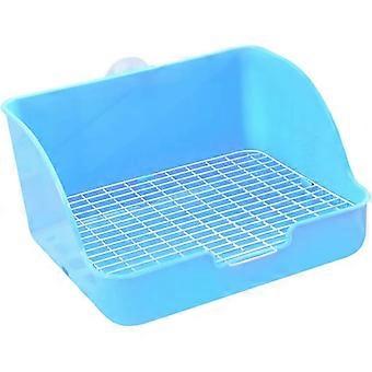 Blue Plastic Rabbit Training Potty with Filtering Base for Guinea Pig and Rabbit, for Living Rooms and Parks, Small Animals Litter Box
