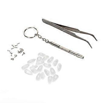 Eyeglasses Repair Kit Anti Slip Nose Pad Screw Screwdriver Tweezers Set Portable Eyeglass Maintenance Supplies-cr