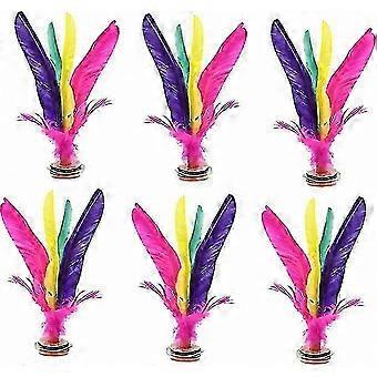 Colorful Feather Kicking Shuttlecocks, 6 Pack Chinese Jianzi Foot Sports Toy Game