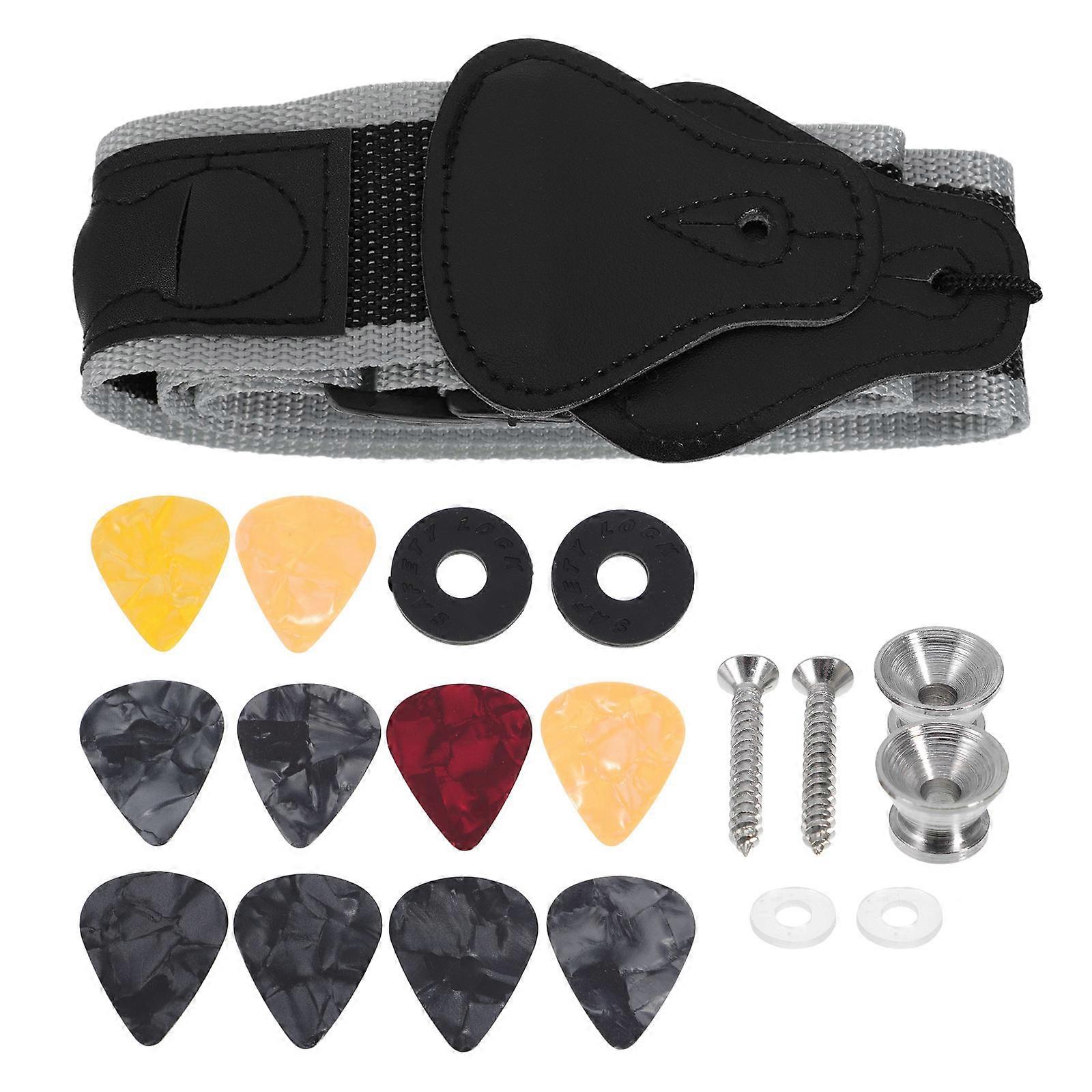 Guitar Shoulder Strap Adjustable Set Includes Pick Strap Button Guitar Accessories