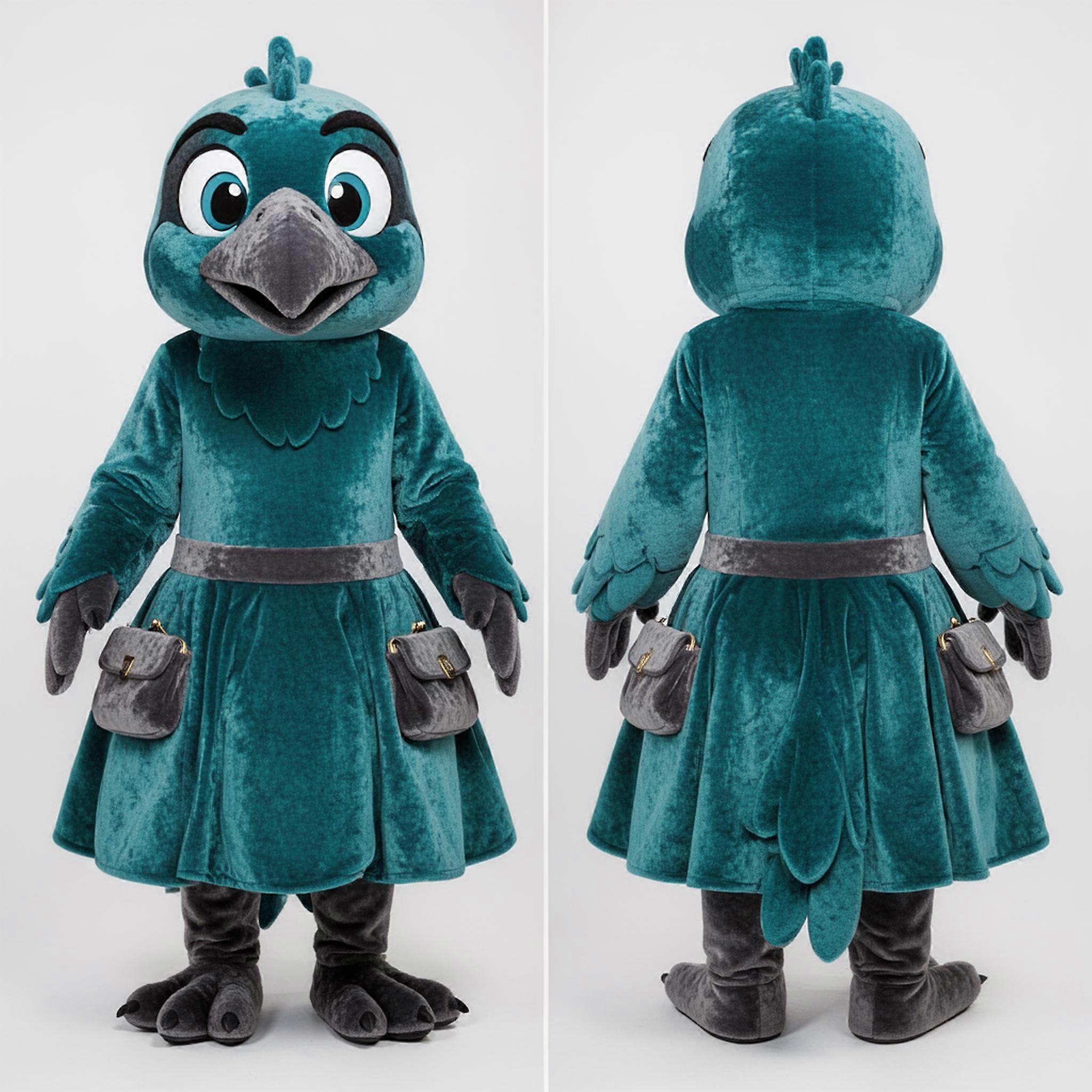 MASTICOT Teal Velvety Crow Mascot
