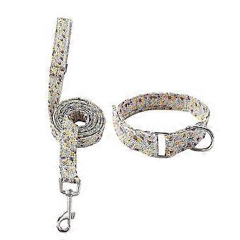 Slitstarkt, justerbart halsband för hundar i nylon med koppel, för promenader, träning, daglig användning, storlek L (45-53 cm)