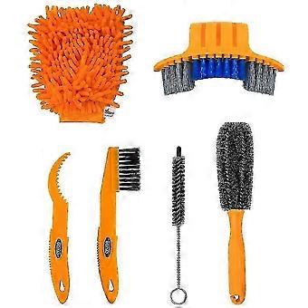 6 Bike Cleaning Tool Set, Bicycle Clean Brush Set For Bike Chain/tire/sprocket Corner Stain Dirt Clean -- Fits All GIX