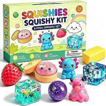 Sensory Squishy Toy Kit, Assorted Soft Slow Rising Safe Fidget Toys Set, Stress Relief for Kids 3+, Boys & Girls, Birthday Christmas Gift