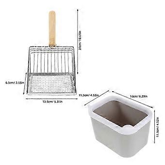 Cat Litter Scoop with Holder: Stainless Steel Cat Litter Scooper Sifter Box - Sifting Shovel with Handle - Poop Sifting Tool