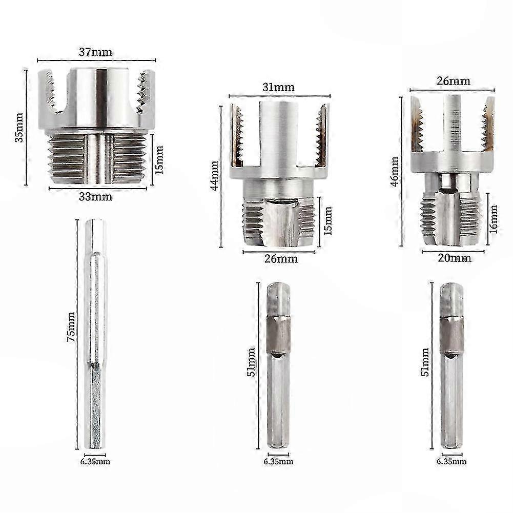 Integrated Internal & External Pipe Threading, 3 Pcs Dual-Function Pipe Thread Cutting Tool for 1/2", 3/4" & 1" PVC