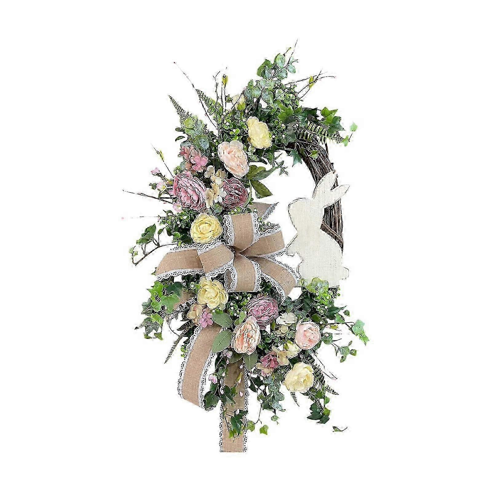 Rustic Easter Wreath With Fabric Bow