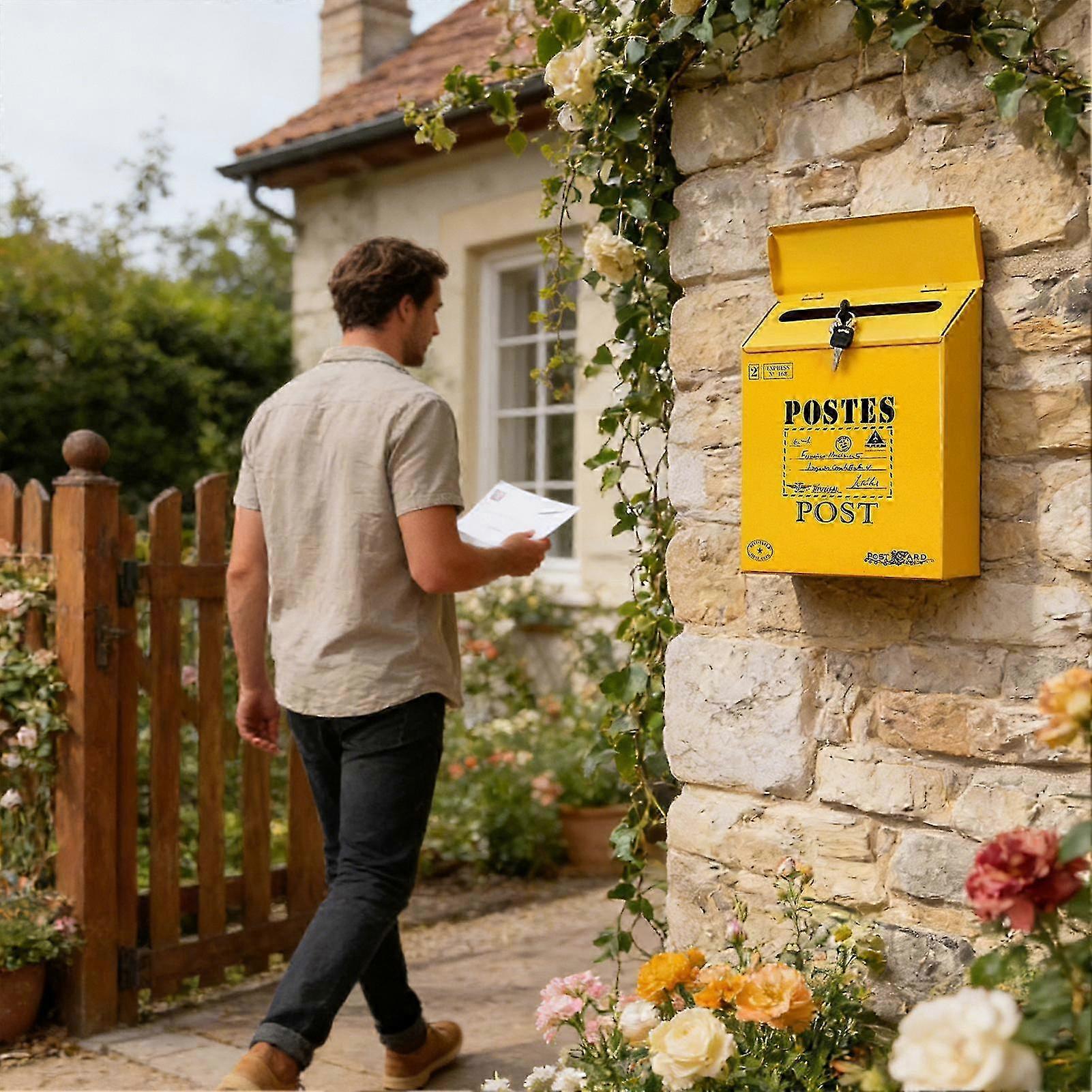 Locking Iron Wall Mailbox Waterproof