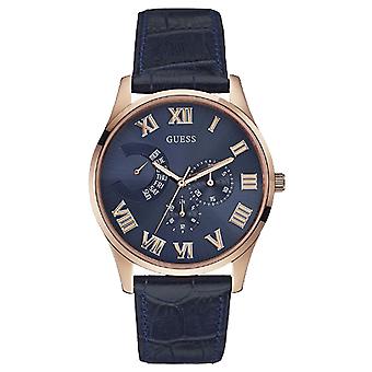 R.guess venture pvd.ros.esf.cor.blue Quartz Analog Man watch with W0608G2 Synthetic Leather Bracelet