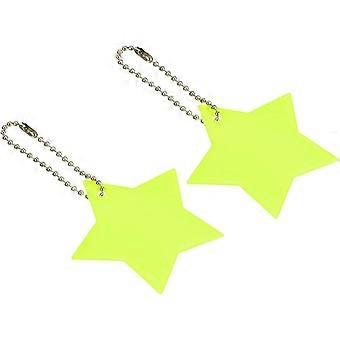 Safety Reflector Star Pendant PVC Reflective Gear Keychain for Backpack Bag Jacket Fluorescent Yellow 55mm