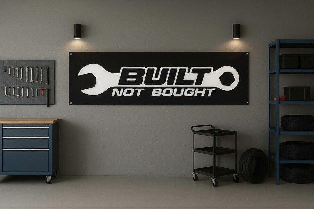 Built Not Bought Flag Mechanic Tools Hobby Banner HF0421