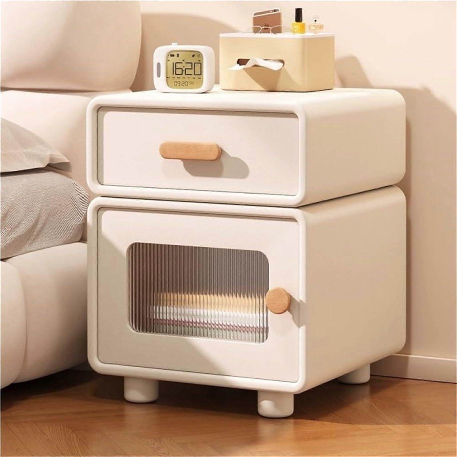 Solid Wood Bedside Table Compact Small Nightstand with Spacious Storage for Bedroom or Apartment