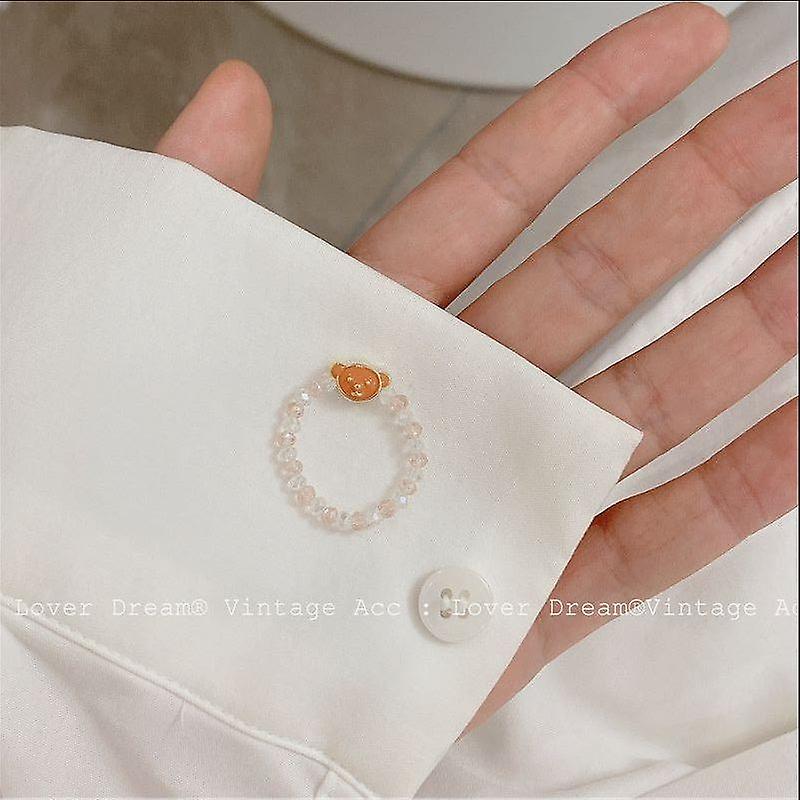 خاتم مطرز بلون جديد ، حلو وجميل فتاة نمط الدب الدائري ، متعدد الاستخدامات ، سوار بحجم واحد