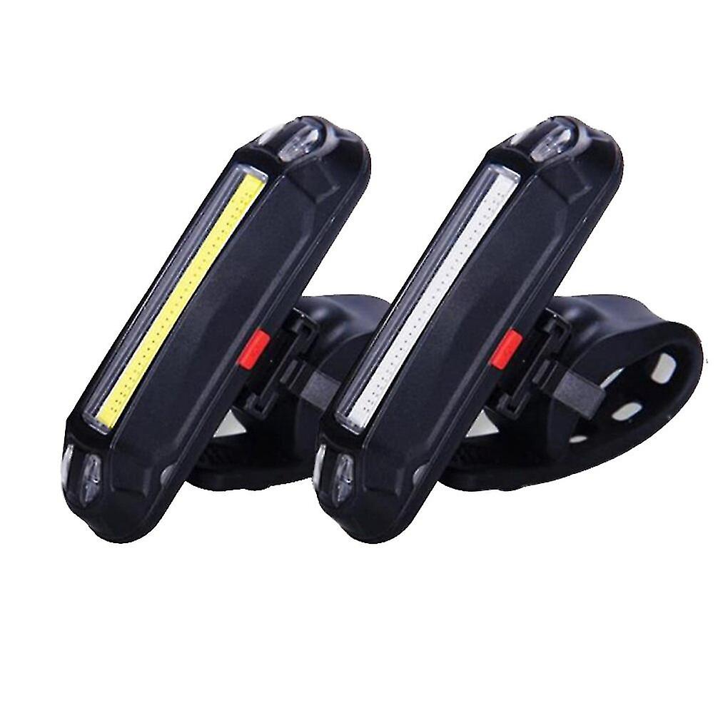 2pcs Led Bike Tail Lamp Multi Modes Cycling Warning Light Waterproof Usb Rechargeable Rear Light, Red White Light