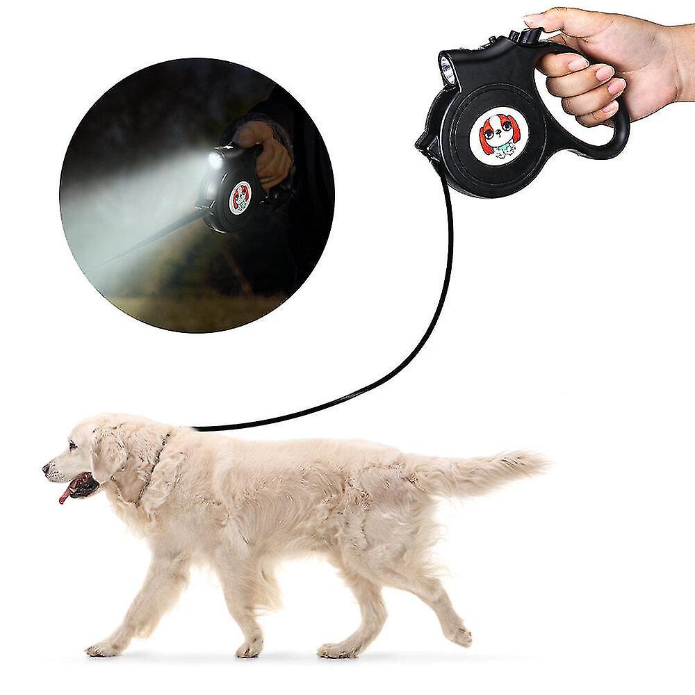 Dog Traction Leash Waterproof Flexible Leash Self-locking Hook With Led Flashlight