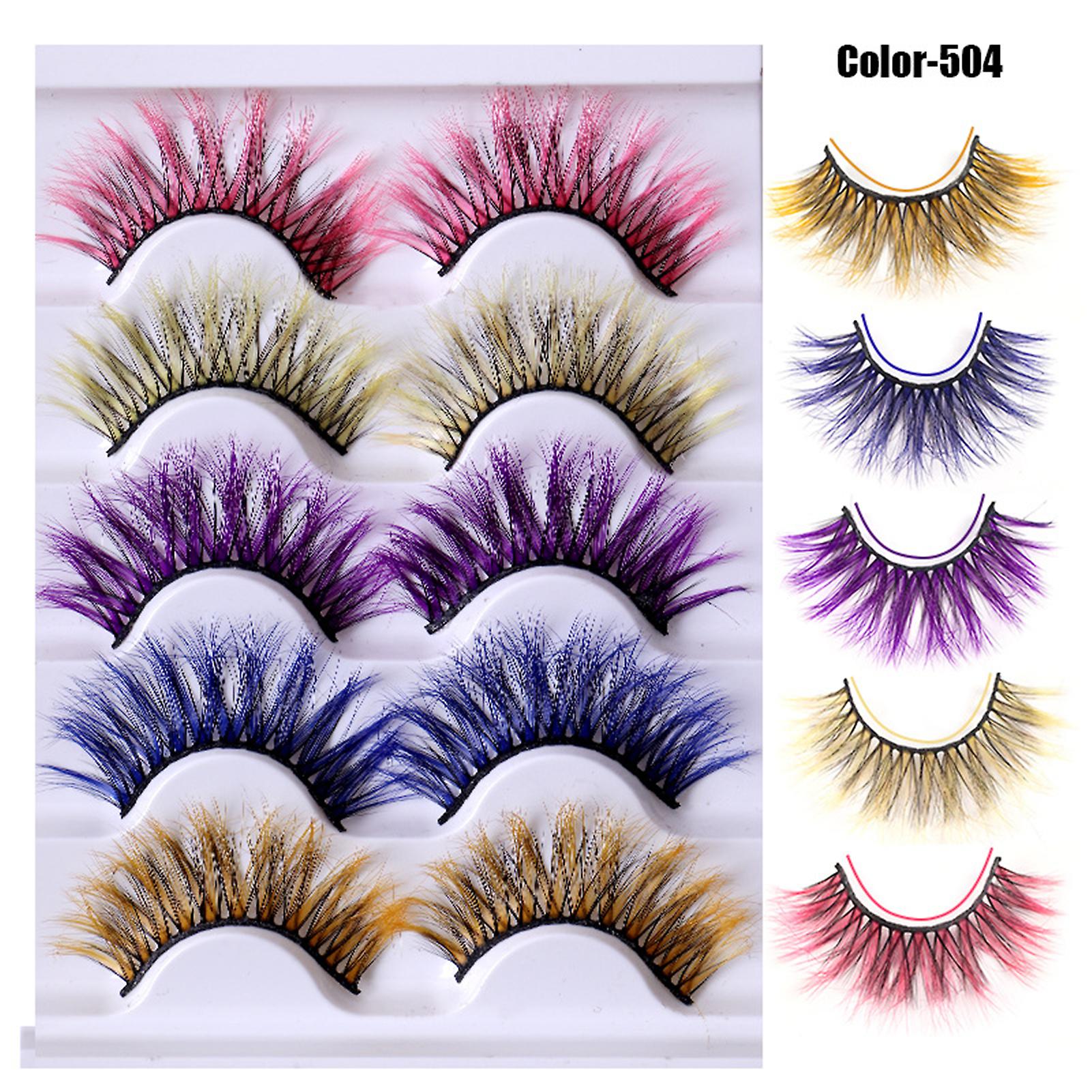 5 Pairs Mixed Color Eyelashes 8d Dense Curl Dramatic Volume Devil Princess Cosplay Makeup