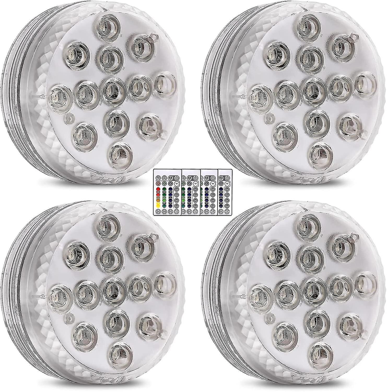 4 Pack Submersible Led Lights With Remote Control Rgb Multicolor Led Pond Lighting Set