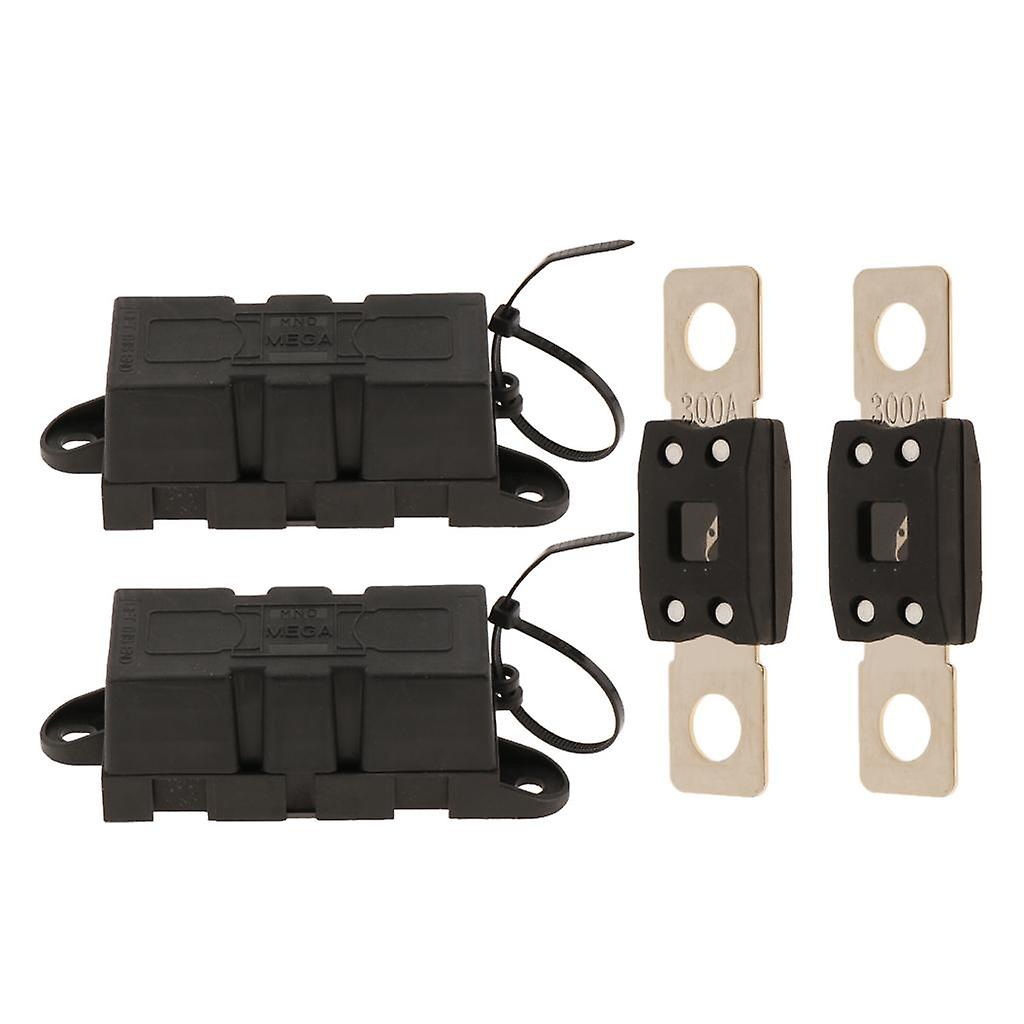 2Pieces MEGA Bolt-on Fuse 300A+2Pieces MEGA Fuse Holder for RV/Marine/Van