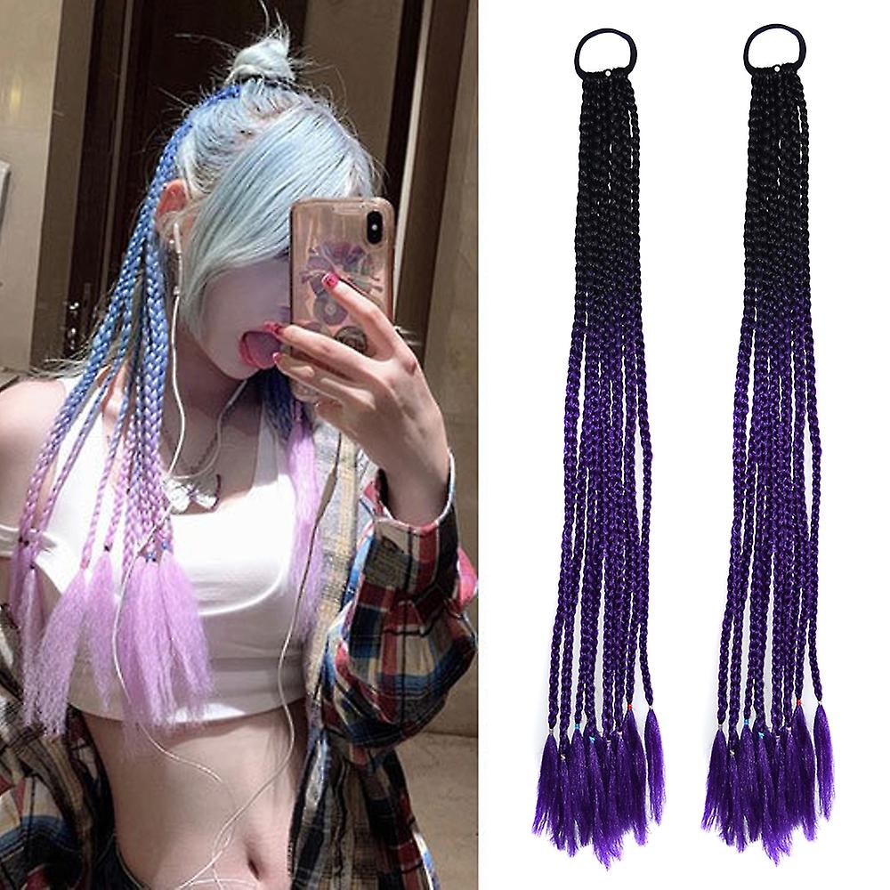 2 PCS FQXBMW Colorful Dreadlocks Ponytail Wigs, Color: 06