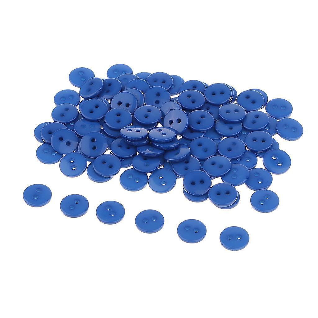 100 Candy Color 2-Holes Round Resin Button For Sewing Craft Scrapbook 1cm Blue