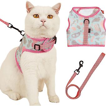 Cat Harness and Leash Set for Walking Escape Proof,Cat and Small Dog Harness Soft Mesh Harness Adjustable Cat Vest Harness ,S