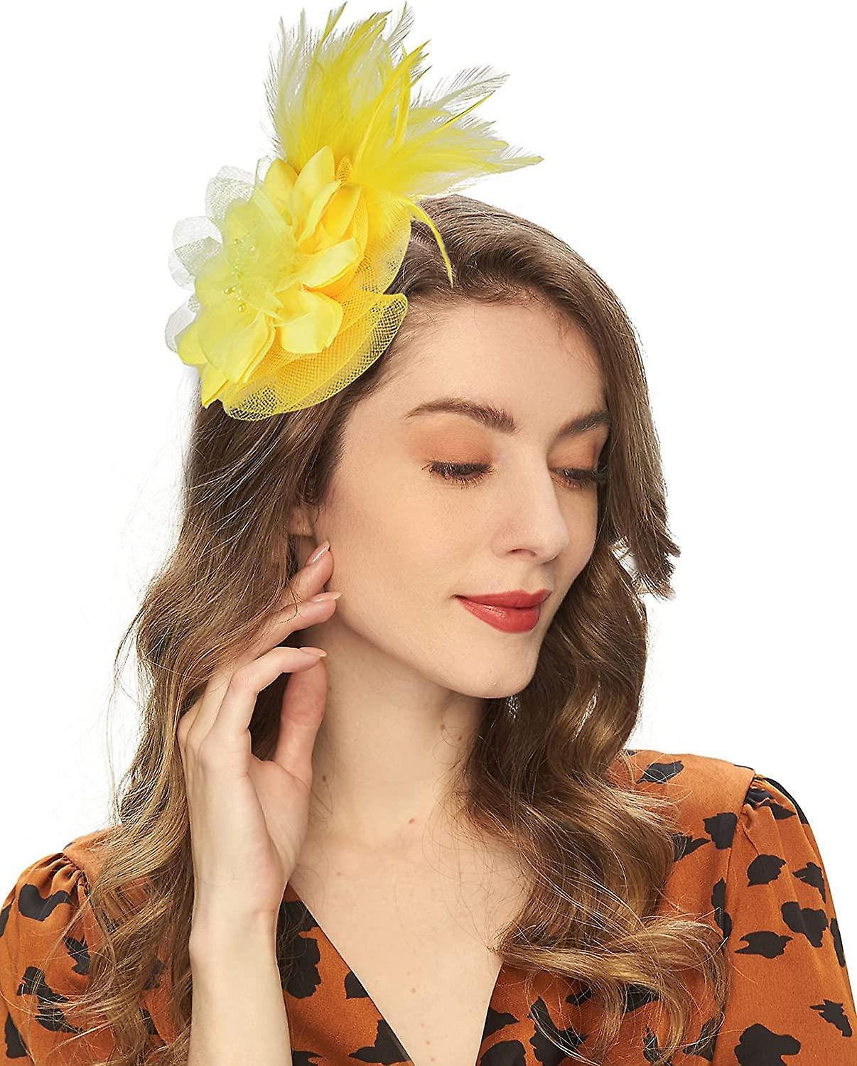 Fascinators القبعات للنساء مع الشعر كليب الشاي حزب القبعات ريشة الزفاف أدوات الرأس الزفاف عشرينيات القرن العشرين هيدب