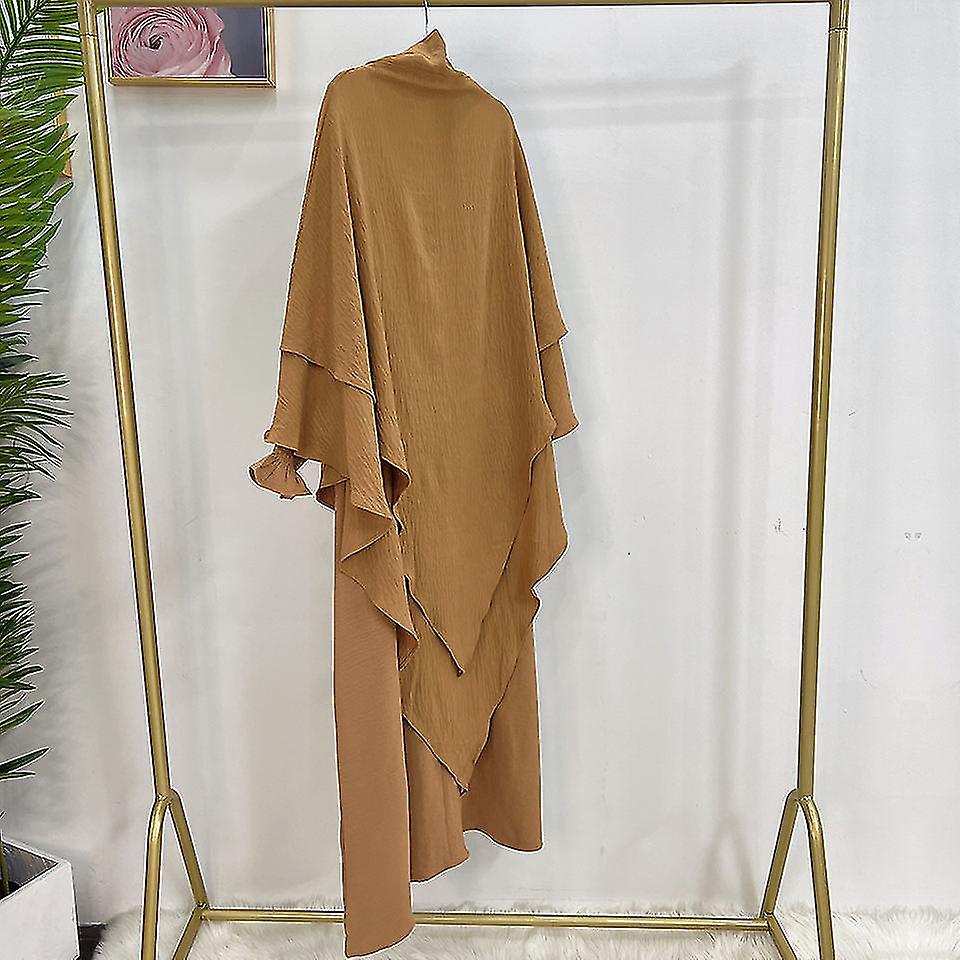 Prayer Dress Crepe Piece Set Muslim Women Long Sleeves Abaya